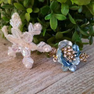 Vintage Fashion Gold-Plated Zirconia Brooch Pins - Set of 2